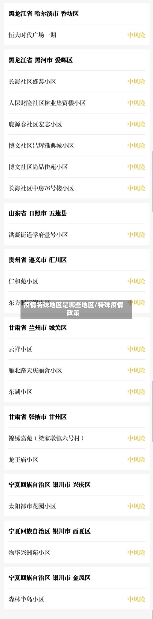 疫情特殊地区是哪些地区/特殊疫情政策