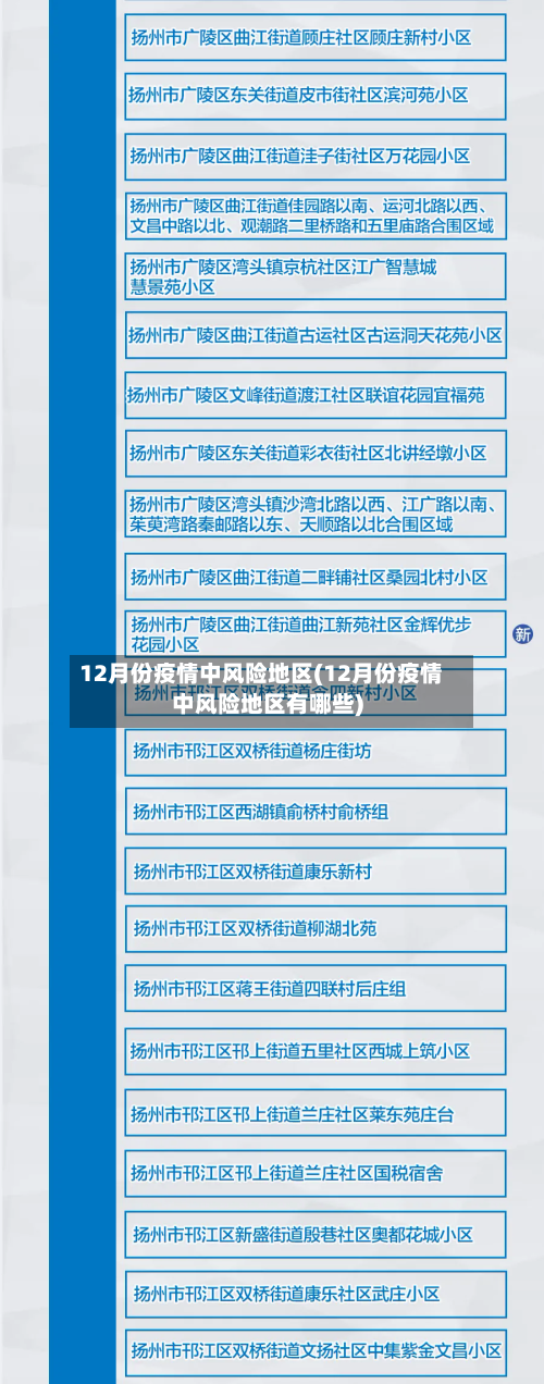 12月份疫情中风险地区(12月份疫情中风险地区有哪些)