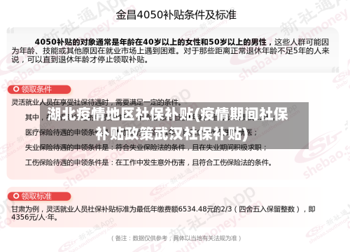 湖北疫情地区社保补贴(疫情期间社保补贴政策武汉社保补贴)