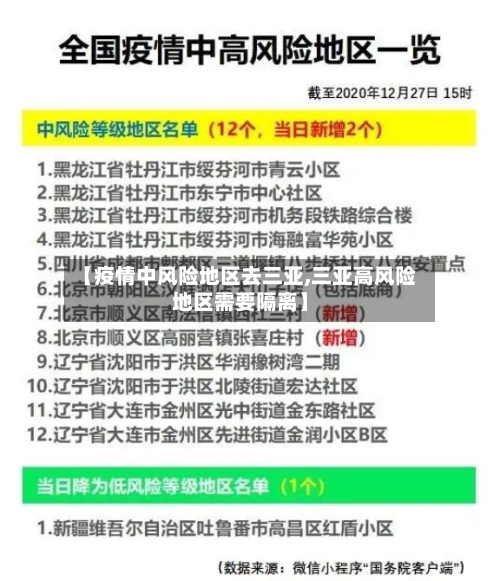 【疫情中风险地区去三亚,三亚高风险地区需要隔离】